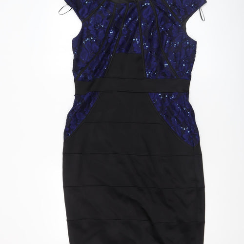 Jax Women's Black Sequin Sheath Dress Size 12 Elegant Partywear