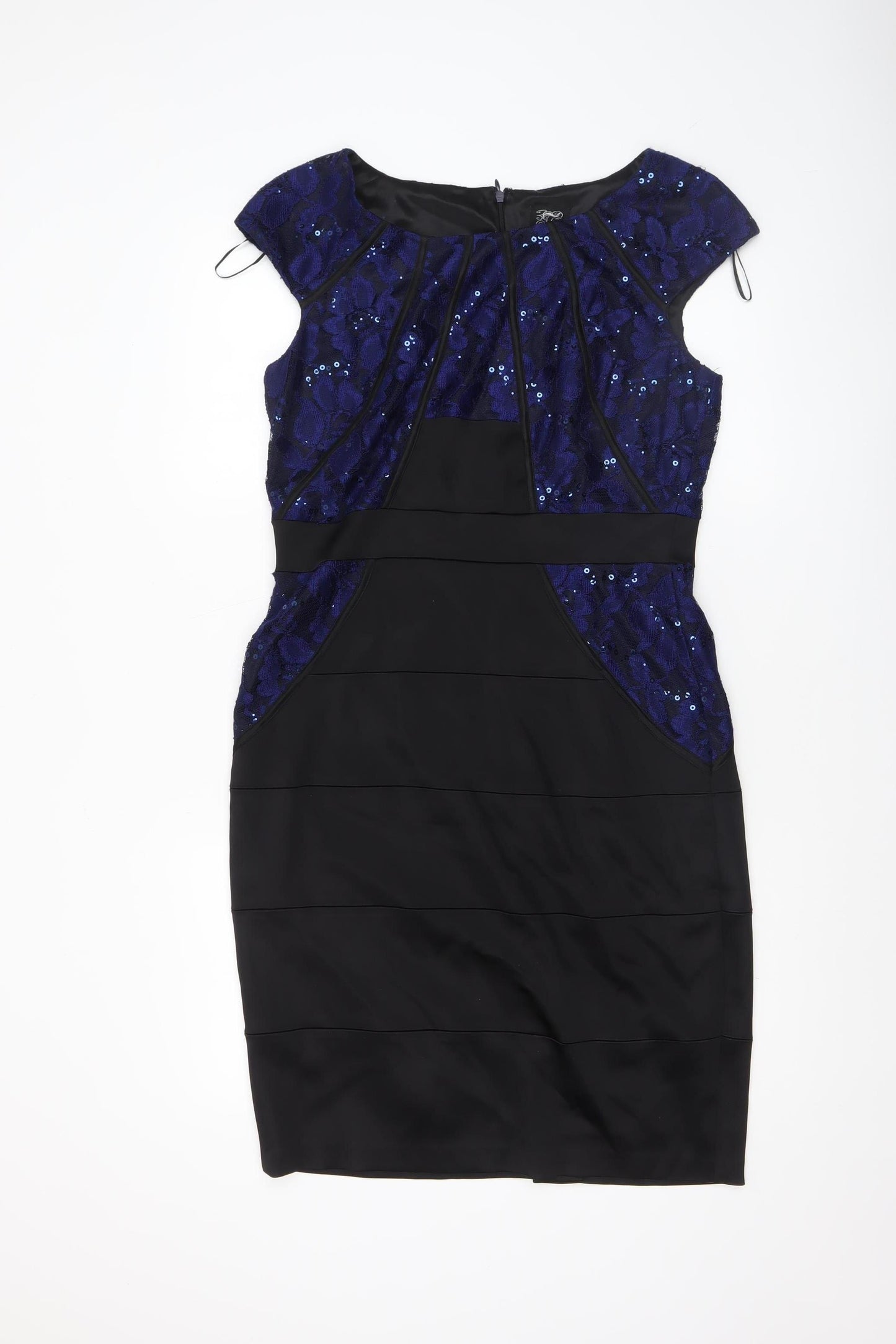 Jax Women's Black Sequin Sheath Dress Size 12 Elegant Partywear