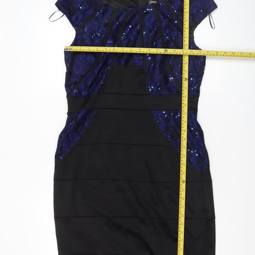 Jax Women's Black Sequin Sheath Dress Size 12 Elegant Partywear