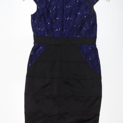 Jax Women's Black Sequin Sheath Dress Size 12 Elegant Partywear