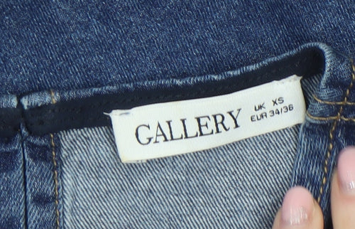 Gallery Womens Blue Denim Cotton Short Sleeve Crew Neck T-Shirt XS