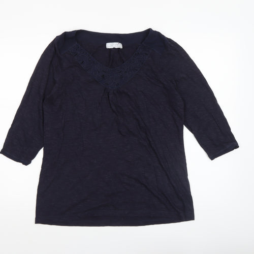Marks and Spencer Women's Blue Tunic Blouse Size 16 V-Neck 3/4 Sleeve