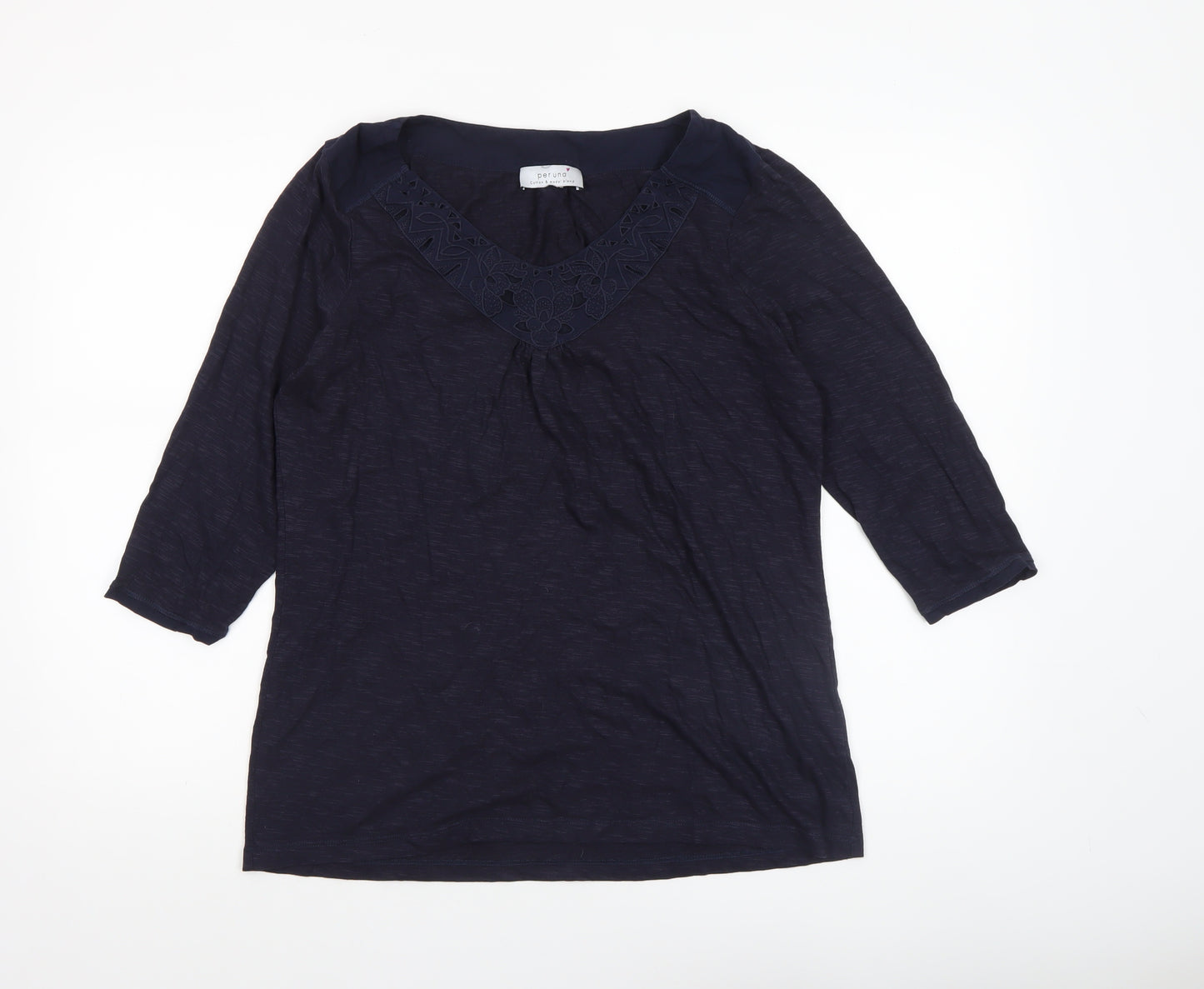 Marks and Spencer Women's Blue Tunic Blouse Size 16 V-Neck 3/4 Sleeve