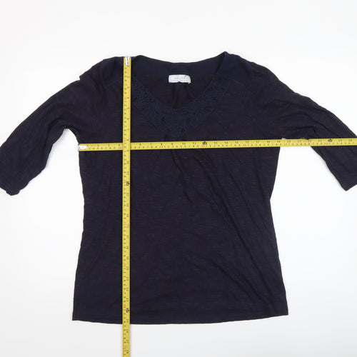Marks and Spencer Women's Blue Tunic Blouse Size 16 V-Neck 3/4 Sleeve