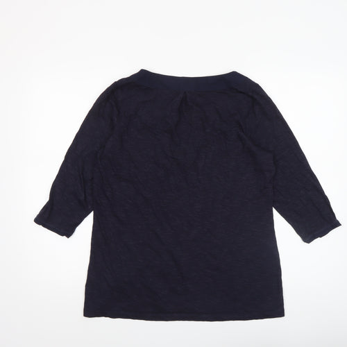 Marks and Spencer Women's Blue Tunic Blouse Size 16 V-Neck 3/4 Sleeve