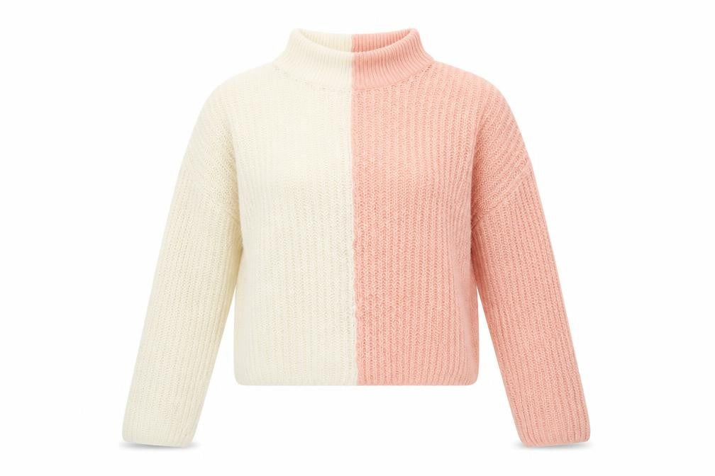 Brave Soul Women’s Two Tone Pink Cream Acrylic Knit Jumper L