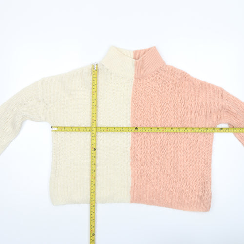 Brave Soul Women’s Two Tone Pink Cream Acrylic Knit Jumper L