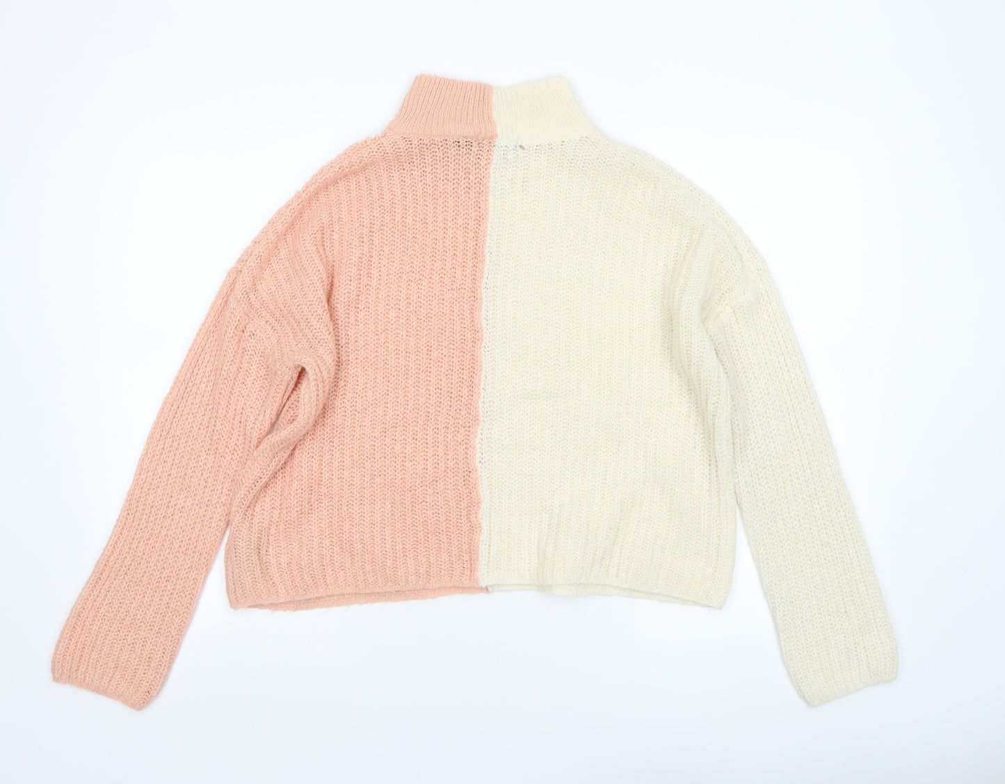 Brave Soul Women’s Two Tone Pink Cream Acrylic Knit Jumper L