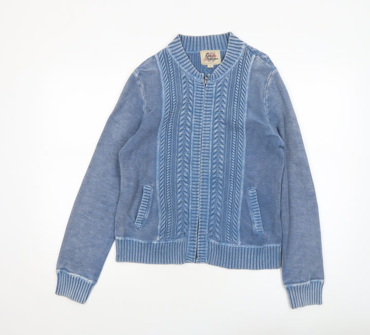 Arabella & Addison Womens Blue Cable Knit Full Zip Cotton Jumper M