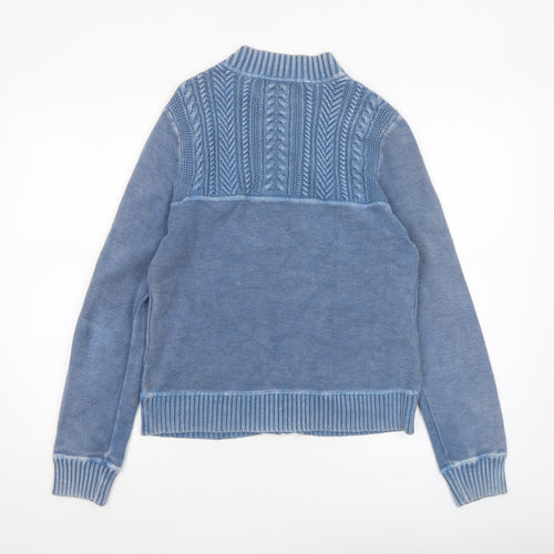Arabella & Addison Womens Blue Cable Knit Full Zip Cotton Jumper M