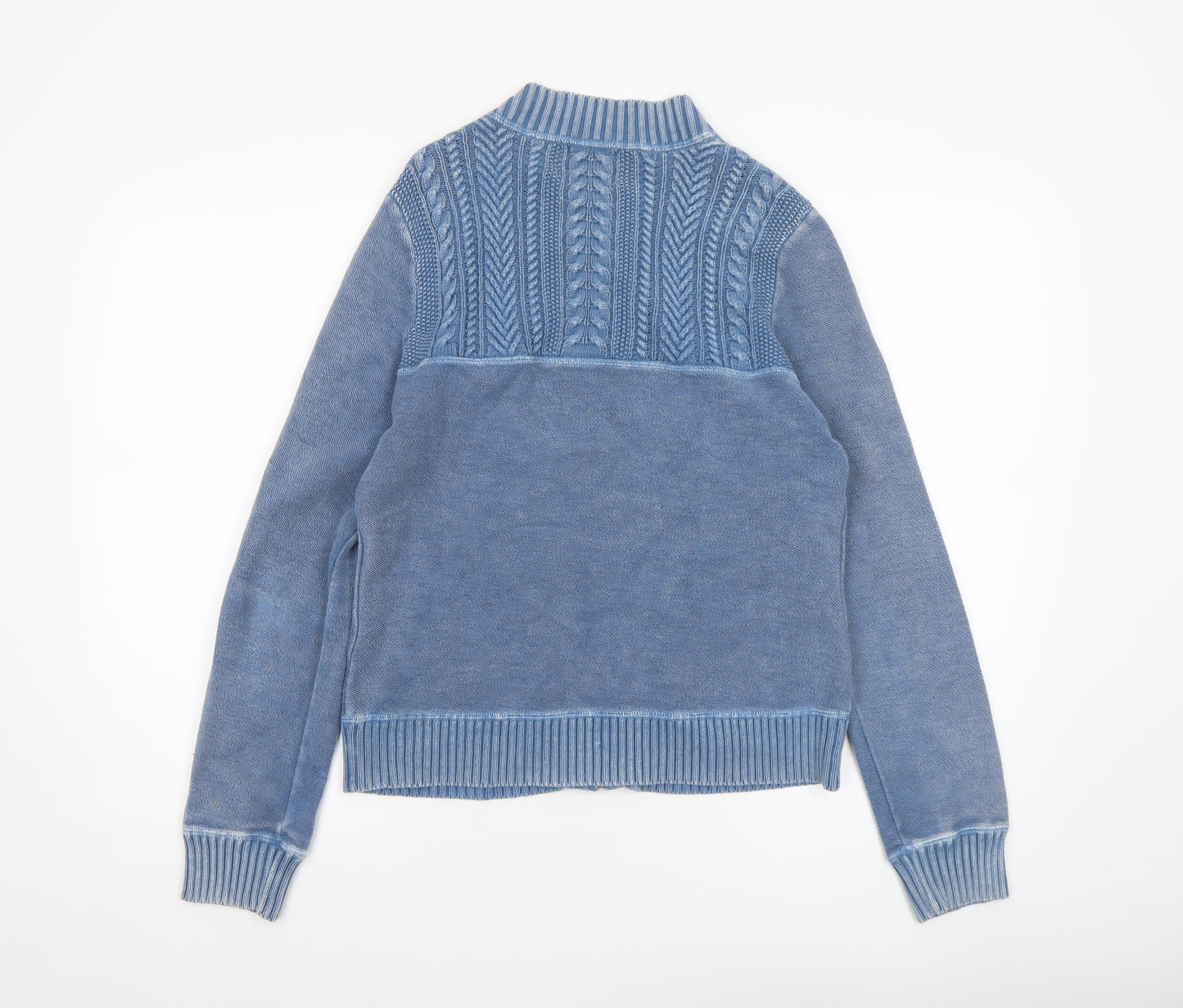 Arabella & Addison Womens Blue Cable Knit Full Zip Cotton Jumper M
