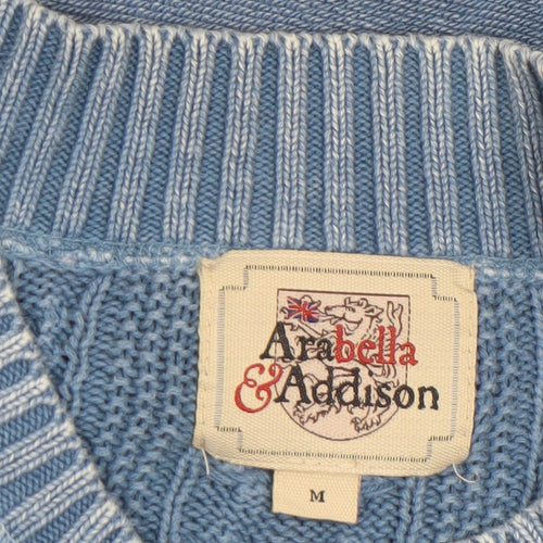 Arabella & Addison Womens Blue Cable Knit Full Zip Cotton Jumper M