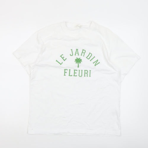 H&M Women's White Short Sleeve 'Le Jardin Fleuri' T-Shirt Size S