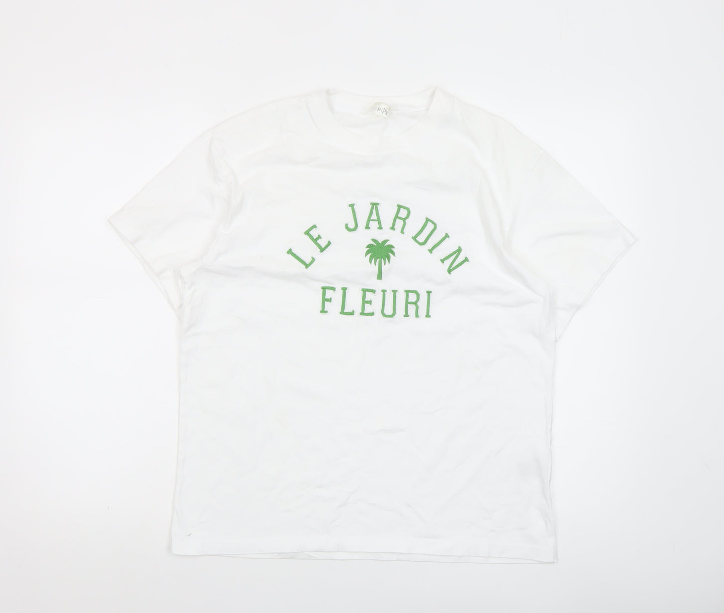 H&M Women's White Short Sleeve 'Le Jardin Fleuri' T-Shirt Size S