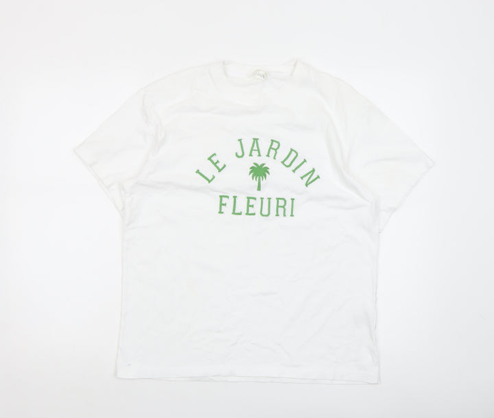 H&M Women's White Short Sleeve 'Le Jardin Fleuri' T-Shirt Size S