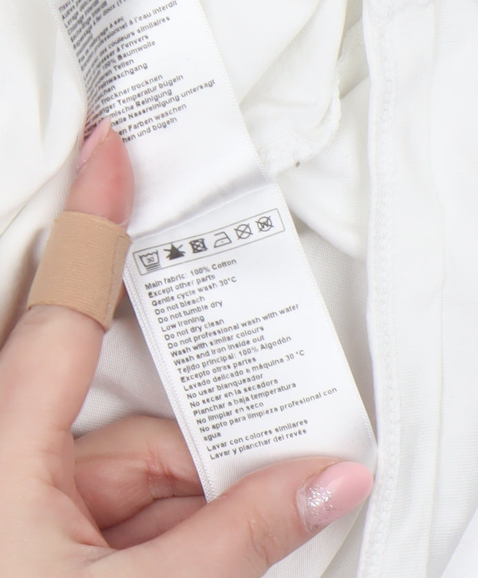 ba&sh Womens White Graphic Quote T-Shirt Size L Cotton Summer Top