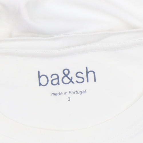 ba&sh Womens White Graphic Quote T-Shirt Size L Cotton Summer Top