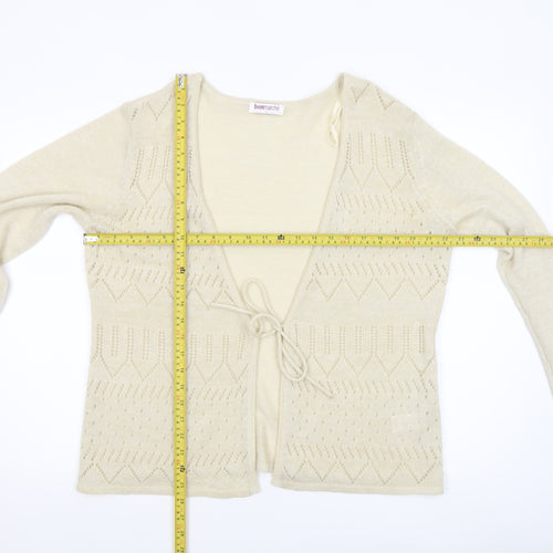 Bonmarché Women’s Beige Open Knit V-Neck Tie Cardigan L