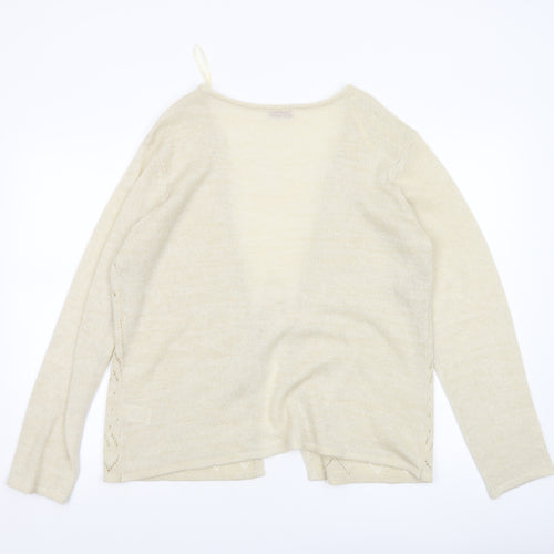 Bonmarché Women’s Beige Open Knit V-Neck Tie Cardigan L