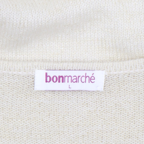 Bonmarché Women’s Beige Open Knit V-Neck Tie Cardigan L