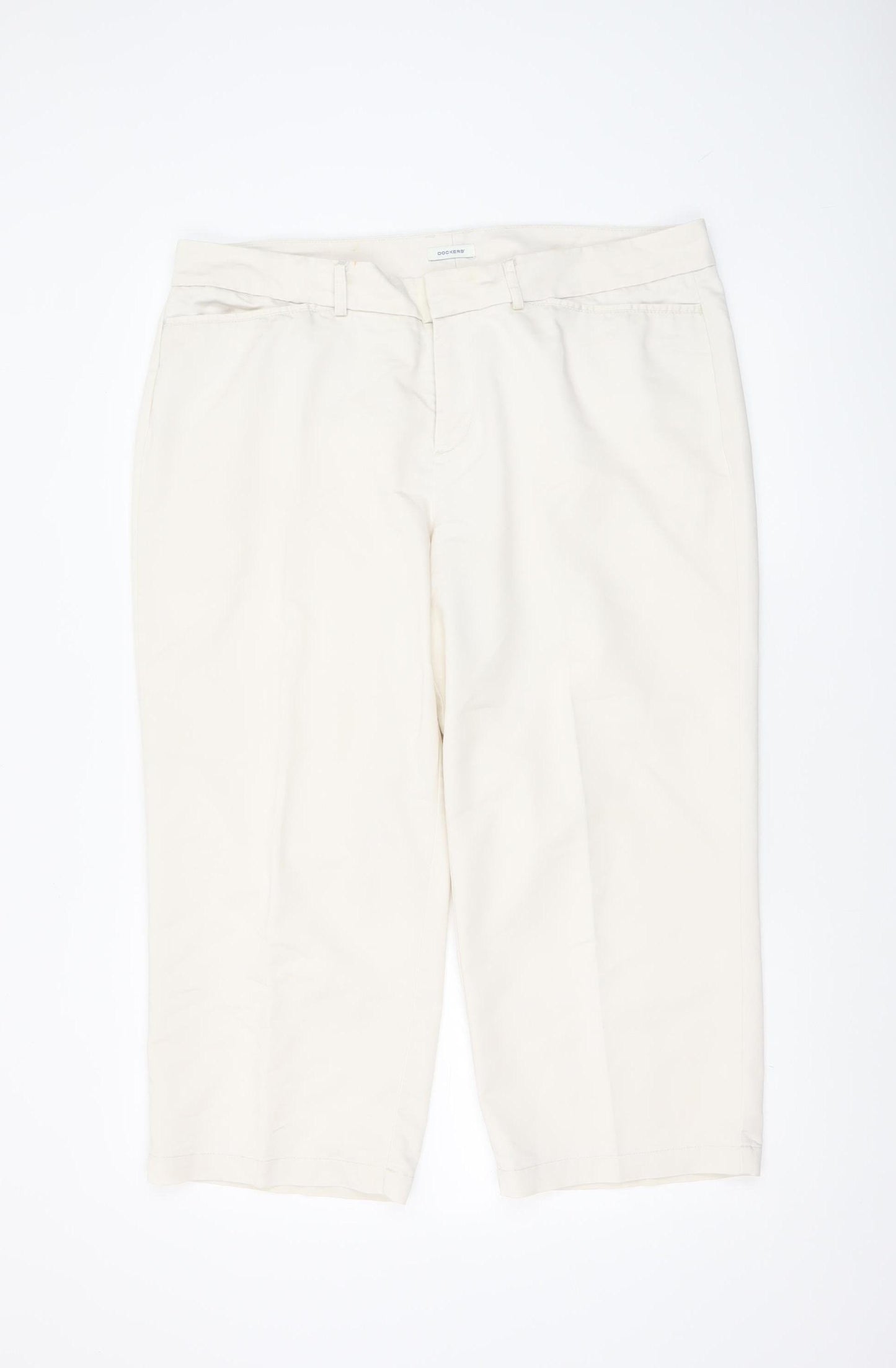 Dockers Women's Ivory Size 16 Cropped Cotton Stretch Trousers