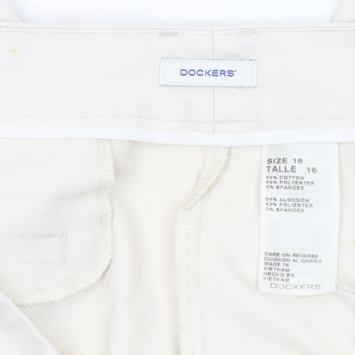 Dockers Women's Ivory Size 16 Cropped Cotton Stretch Trousers