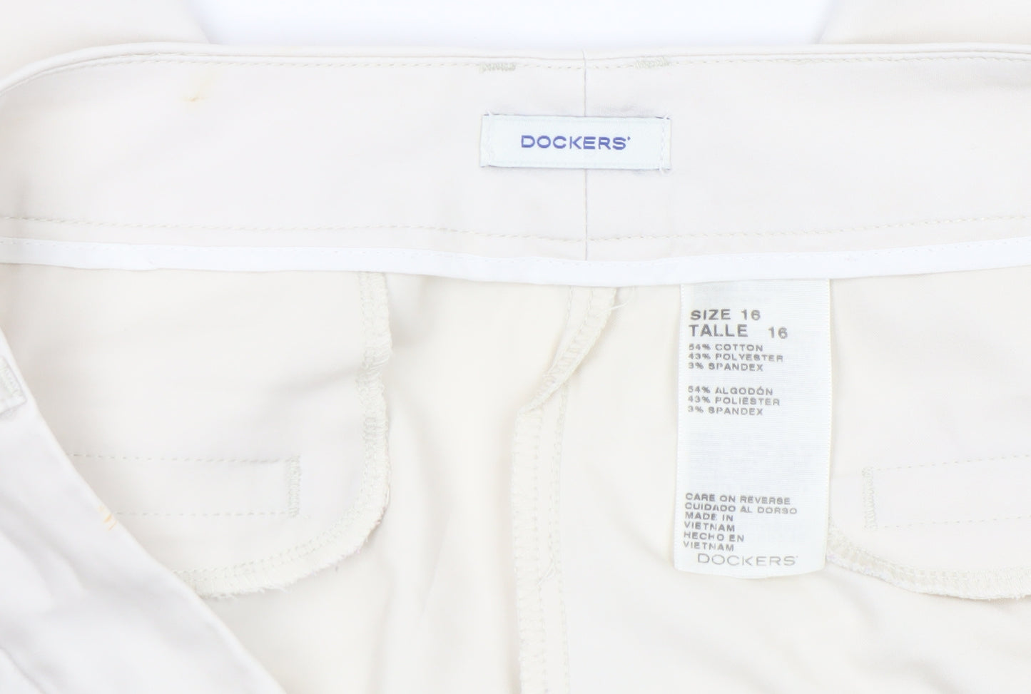 Dockers Women's Ivory Size 16 Cropped Cotton Stretch Trousers
