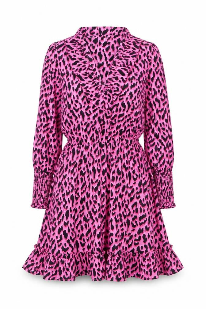 Savida Women Pink Leopard Print A-Line Short Dress Size 10