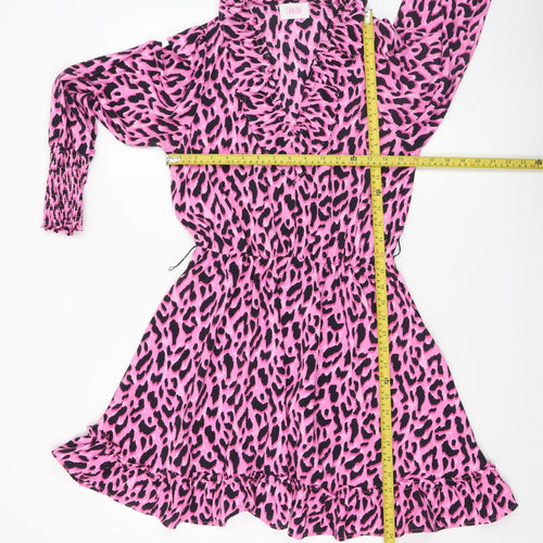 Savida Women Pink Leopard Print A-Line Short Dress Size 10