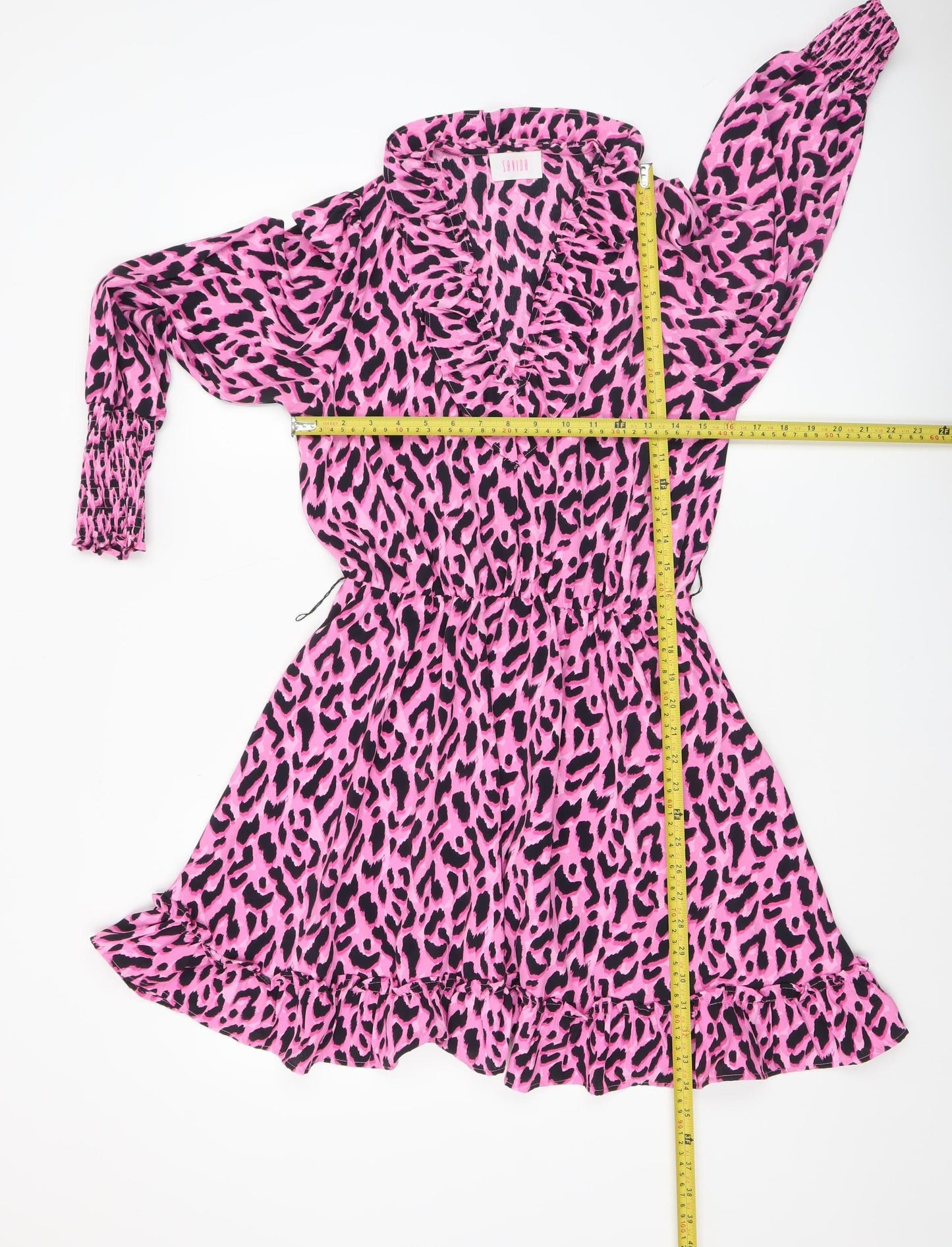 Savida Women Pink Leopard Print A-Line Short Dress Size 10