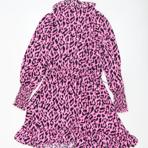 Savida Women Pink Leopard Print A-Line Short Dress Size 10
