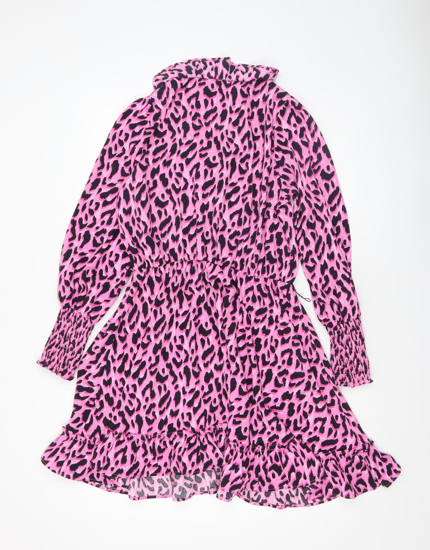 Savida Women Pink Leopard Print A-Line Short Dress Size 10