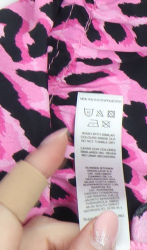 Savida Women Pink Leopard Print A-Line Short Dress Size 10