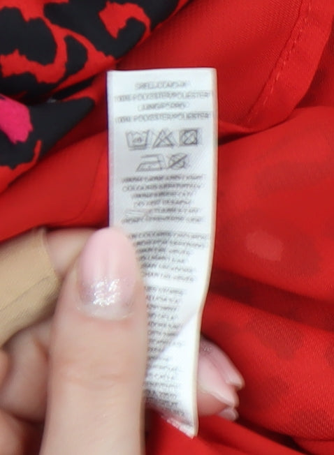 Savida Womens Red Leopard Print A-Line Dress Size 10