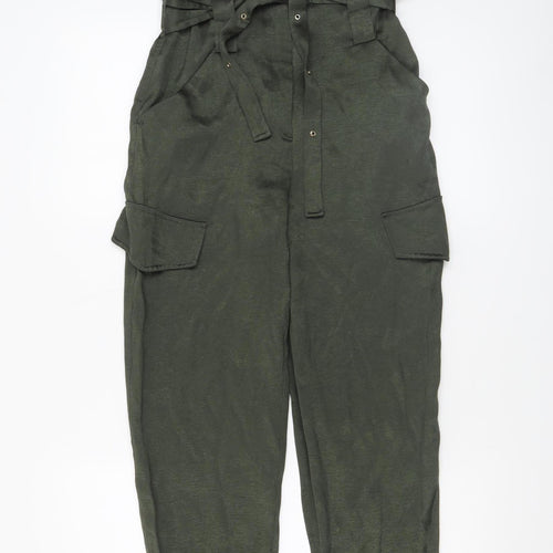 River Island Women’s Green Paperbag Cargo Trousers Size 6