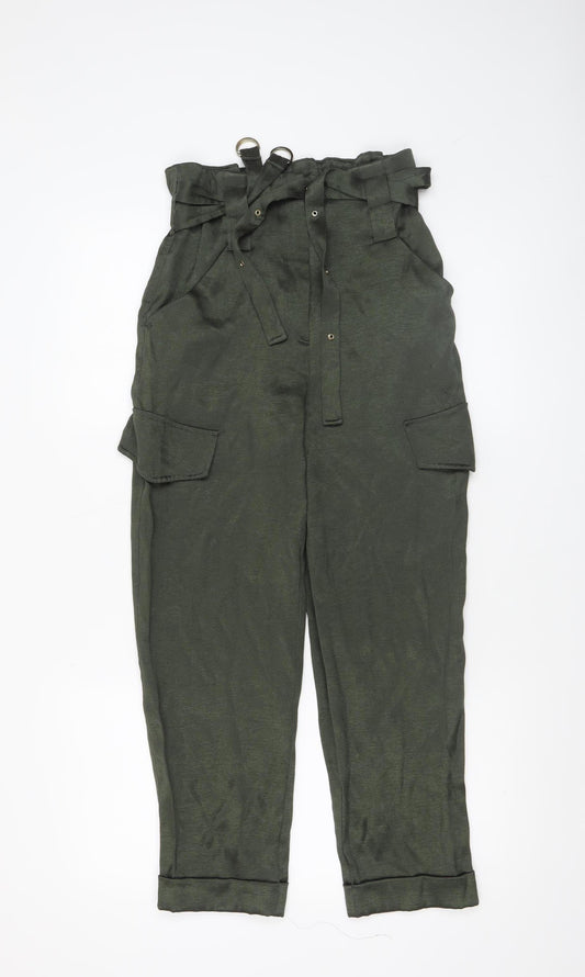 River Island Women’s Green Paperbag Cargo Trousers Size 6
