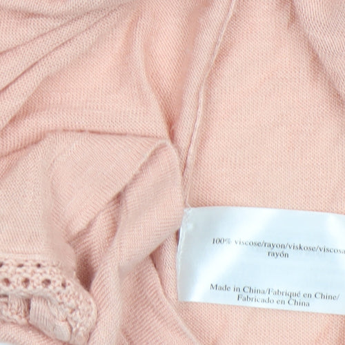 Laura Ashley Women's Pink Open-Knit Long Sleeve Cardigan Size 14