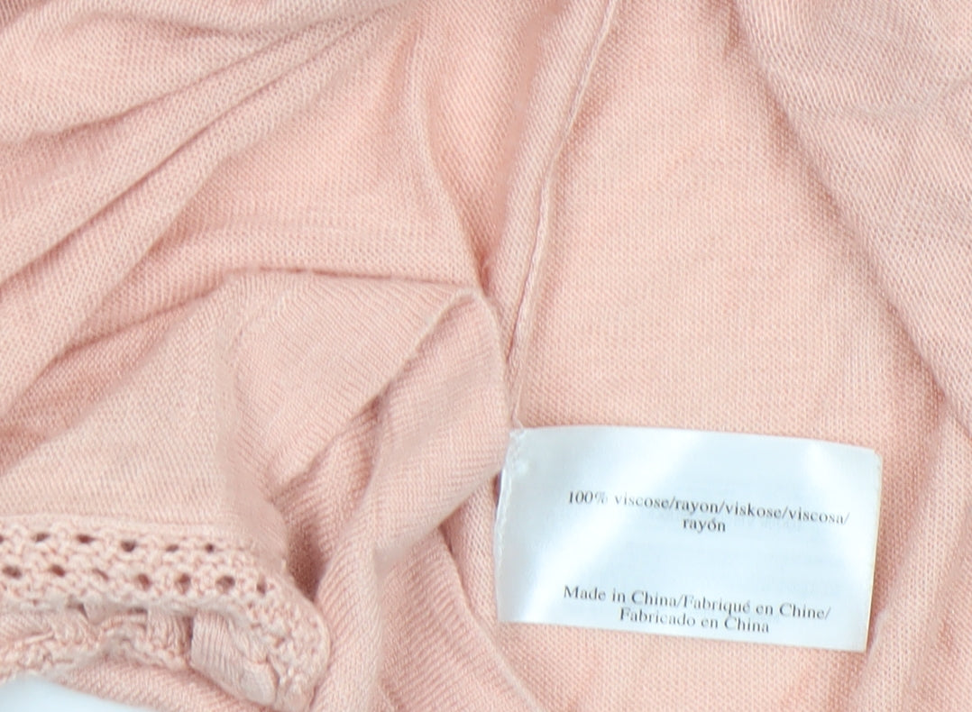Laura Ashley Women's Pink Open-Knit Long Sleeve Cardigan Size 14
