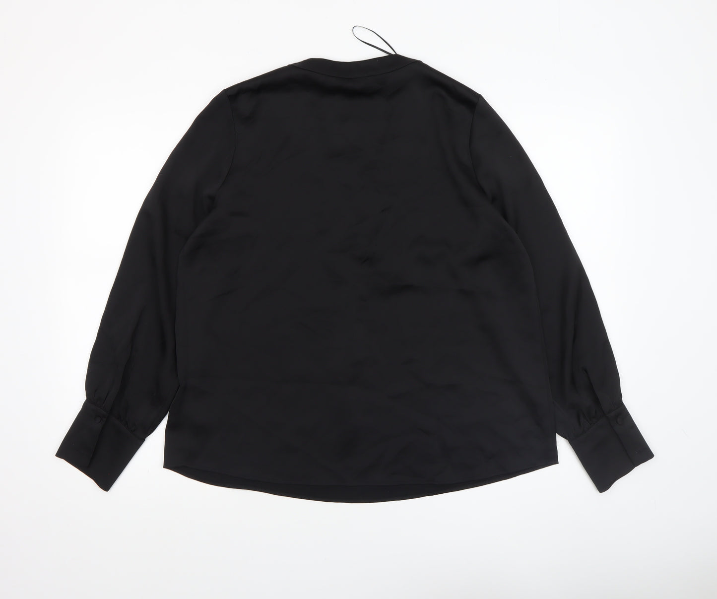 Dunnes Women's Black V-Neck Long Sleeve Polyester Blouse Size M