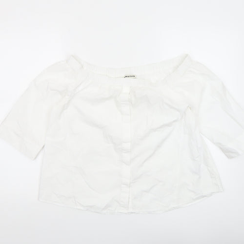 Whistles Women’s White Off-Shoulder Blouse Size 14 Cotton Summer Top