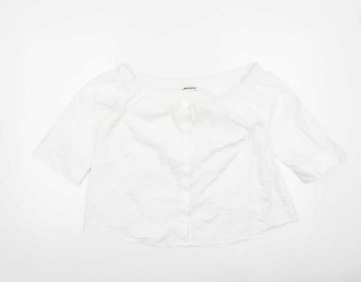 Whistles Women’s White Off-Shoulder Blouse Size 14 Cotton Summer Top