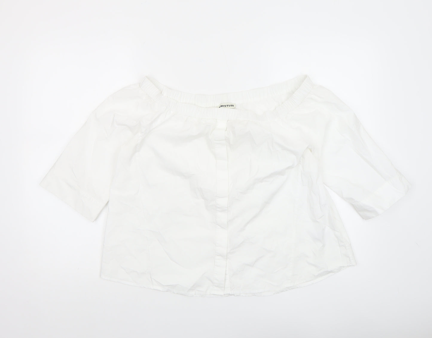 Whistles Women’s White Off-Shoulder Blouse Size 14 Cotton Summer Top