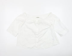 Whistles Women’s White Off-Shoulder Blouse Size 14 Cotton Summer Top