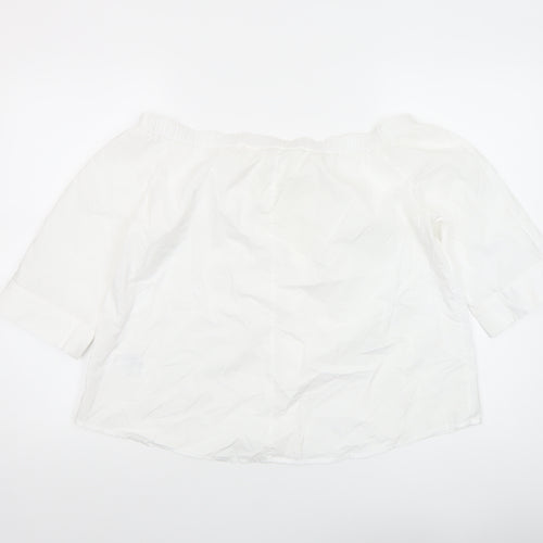 Whistles Women’s White Off-Shoulder Blouse Size 14 Cotton Summer Top