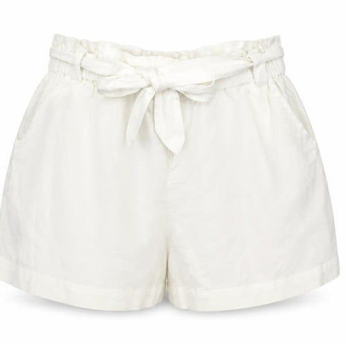 Mango Women’s Ivory Paperbag Cotton Linen Belted Shorts Size M