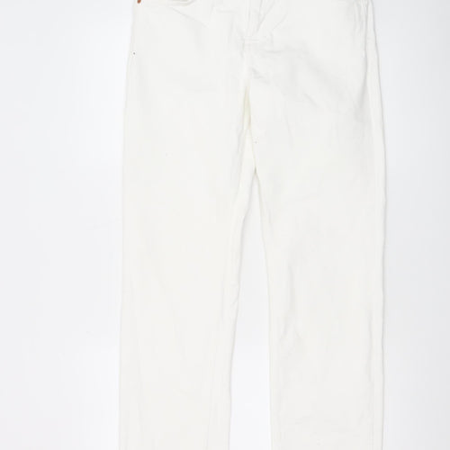 MNG Women's White Straight Mid-Rise Stretch Jeans Size 12