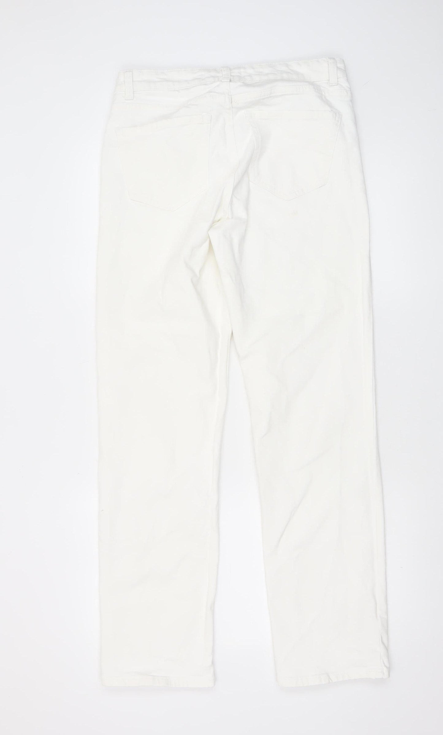 MNG Women's White Straight Mid-Rise Stretch Jeans Size 12