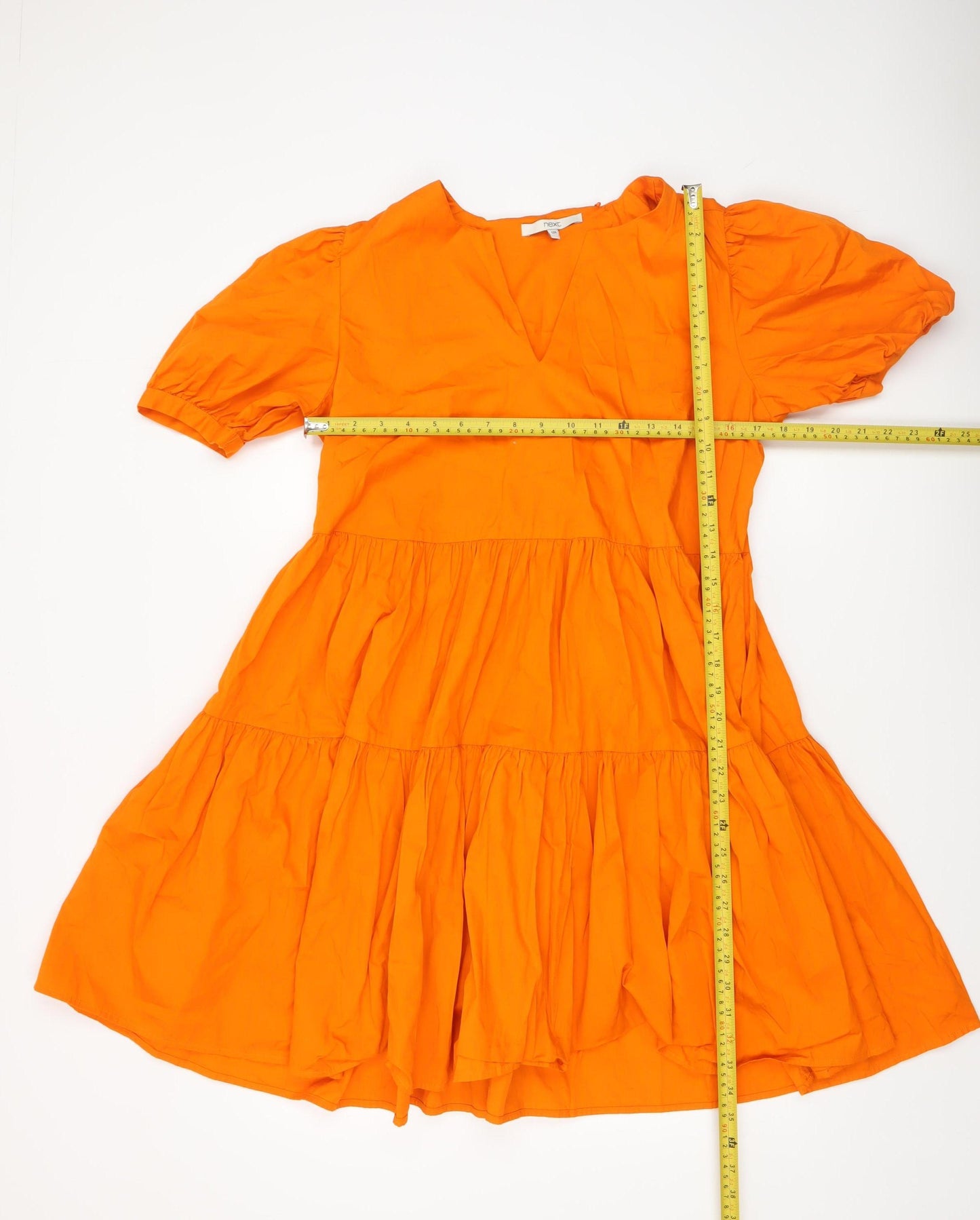 Next Women Orange Cotton Knee Length Smock Dress Size 12