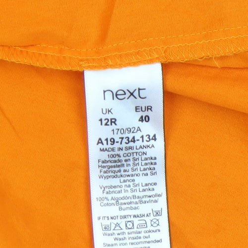 Next Women Orange Cotton Knee Length Smock Dress Size 12
