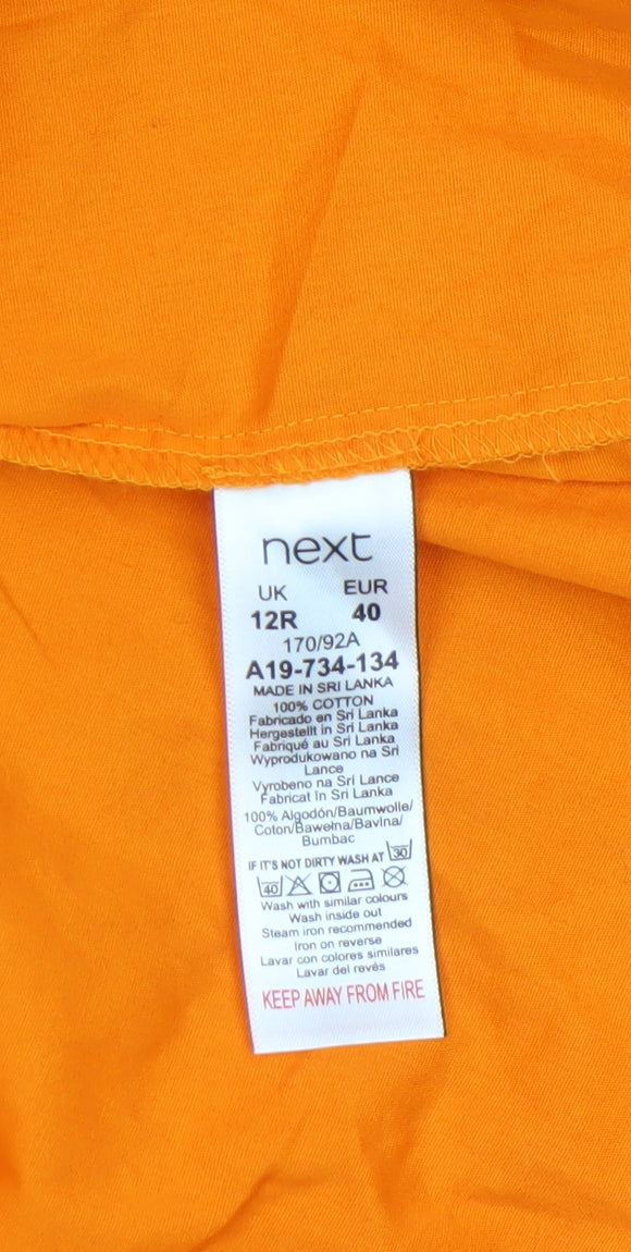 Next Women Orange Cotton Knee Length Smock Dress Size 12